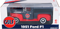 Show product details for Greenlight - Ford F1 Pickup Truck Gulf Oil  (1951, 1/18 scale diecast model car, Dark Blue w/Red) 12978