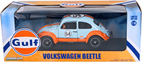 Show product details for Greenlight - Volkswagen Beetle Gulf Oil Racer #54 (2012, 1/18 scale diecast model car, Light Blue w/ Orange Stripes) 12994