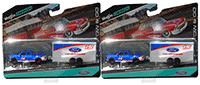 Maisto Design Tow & Go - Ford F-150 Pick-up Truck/Car Trailer (2004, 1/64 scale diecast model car, Blue/White) 15368F