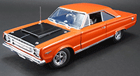 Show product details for Acme - Plymouth GTX® HEMI Bullet Hard Top (1967, 1/18 scale diecast model car, Orange) 1806702