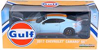 Show product details for Greenlight - Chevrolet® Camaro® SS™ Gulf Oil Racing Hard Top (2017, 1/24 scale diecast model car, Blue w/Orange) 18233