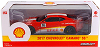 Show product details for Greenlight - Shell Oil Chevrolet® Camaro® SS™ Hard Top (2017, 1/24 scale diecast model car, Orange/White) 18239