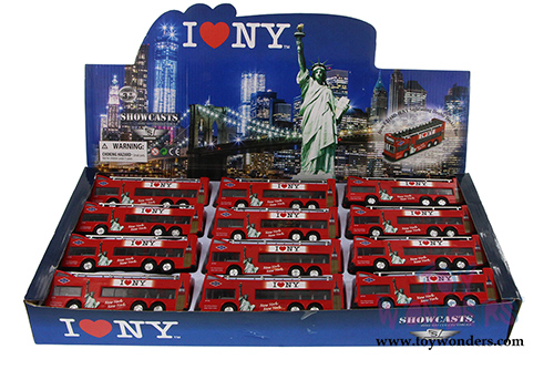 Showcasts Collectibles - I Love New York Sightseeing Double Decker Bus Open Top (6", Red) 2168D-ILNY