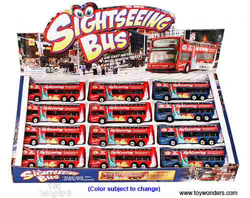 NYC Sightseeing Double Decker Bus Open Top (6", Red and Blue) 2168D