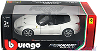 Show product details for BBurago Ferrari Race & Play - Ferrari California T Open Top (1/24 scale diecast model car, White) 26011W