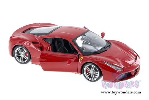 BBurago Ferrari Race & Play - Ferrari 488 GTB Hard Top (1/24 scale diecast model car, Burgundy) 26013R