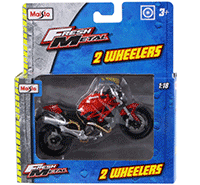 Maisto Fresh Metal -  2 Wheelers | Ducati Monster 696 Motorcycle (1/18 scale diecast model car, Red) 31300/696