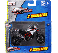 Maisto Fresh Metal -  2 Wheelers | Ducati Hypermotard SP Motorcycle (1/18 scale diecast model car, Black/White) 31300/HYP