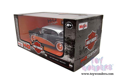 Maisto HD Custom - Buick® Century™ Hard Top (1955, 1/26 scale diecast model car, Black/Orange) 32197BK