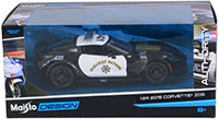 Show product details for Maisto Design - Authority | Corvette® Z06 Highway Patrol Police Car (2015, 1/24 scale diecast model car, Black/White) 32516BK