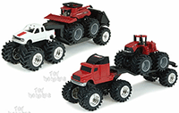 Show product details for Tomy ERTL Monster Treads - Semi and Pickup Hauler Set (Diecast model car, Asstd) 37757A