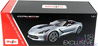 Show product details for Maisto Exclusive - Corvette Stingray Z51 Hard Top (2014, 1/18 scale diecast model car, Silver) 38132SV/6