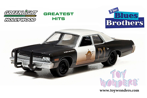 Greenlight Hollywood - Jake and Elwood's Bluesmobile Dodge Monaco Chicago Police Department (1974, 1/64 scale diecast model car, Black/White) 44710C/48
