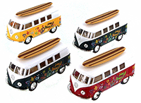 Show product details for Kinsmart - Volkswagen Classic Bus with Surfboard (1962, 1/32 scale diecast model car, Asstd.) 5060DS