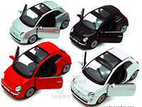 Show product details for Kinsmart - Fiat 500 Hard Top w/ Sunroof (2007, 1/28 scale diecast model car, Asstd.) 5345D