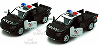 Show product details for Kinsmart - Ford F-150 SVT Raptor Supercrew Police Truck (2013, 1/46 scale diecast model car, Black/ White.) 5365DP