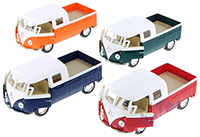 Show product details for Kinsmart - Volkswagen Classical  Bus Double Cab Pick Up (1963, 1/34 scale diecast model car, Asstd.) 5387D