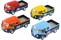 Show product details for Kinsmart - Volkswagen Bus Double Cab Pick-Up (1963, 1/34 scale diecast model car, Asstd.) 5396D