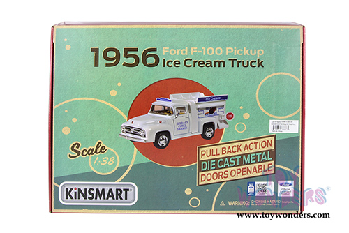 Kinsmart - Ford F-100 Pickup Ice Cream Truck (1956, 5.5" diecast model car, White) 5506D