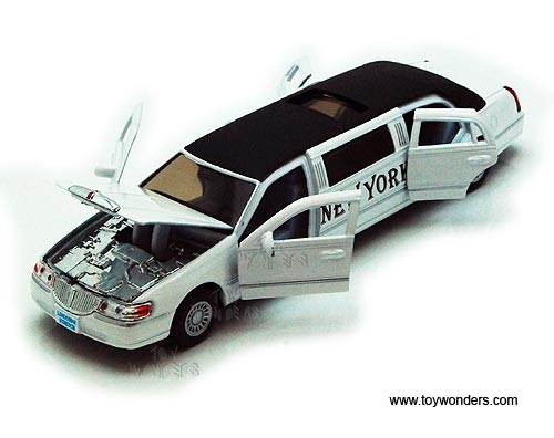 Kinsmart - New York Lincoln Town Car Stretch Limousine (1999, 1/38 scale diecast model car, White) 7001WNY