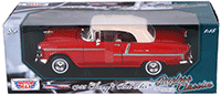 Motormax Timeless Classics - Chevy Bel Air Closed Convertible (1955, 1/18 scale diecast model car, Red) 73184TC/R