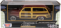 Show product details for Motormax Premium American - Ford  Woody Wagon (1949, 1/24 scale diecast model car, Brown) 73260AC/BN