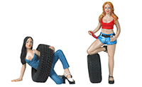 Show product details for Motorhead Miniatures - Tire Brigade Val and Andie 2 piece Figurine Set (1/18 scale) 772
