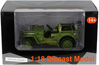 Show product details for American Diorama - ARMY Jeep Vehicle US Army (1/18 scale diecast model car, Green) 77404