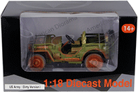 Show product details for American Diorama - ARMY Jeep Vehicle US Army Dirty Version (1/18 scale diecast model car, Green) 77404A