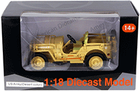 Show product details for American Diorama - ARMY Jeep Vehicle US Army (1/18 scale diecast model car, Desert) 77408