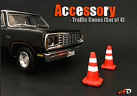 Show product details for American Diorama Accessories - Traffic Cones (1/18 scale, Orange/White) 77520