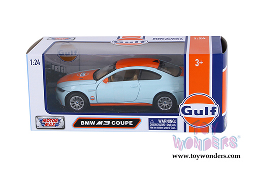 Motormax - BMW M3 Coupe Gulf Oil (1/24 scale diecast model car, Light Blue/Orange) 79644