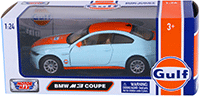Show product details for Motormax - BMW M3 Coupe Gulf Oil (1/24 scale diecast model car, Light Blue/Orange) 79644