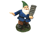 Show product details for American Diorama Figurine - Garden Gnome Watering Fun IV (10" tall, Blue) 8449