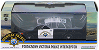 Show product details for Greenlight - Ford Crown Victoria Police Interceptor Car California Highway Patrol (2008, 1/43 scale diecast model car, Black w/White) 86086