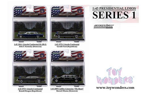 Greenlight Presidential Limos - Gerald R. Ford's Lincoln Continental Limousine (1972, 1/43 scale diecast model car, Black) 86110B