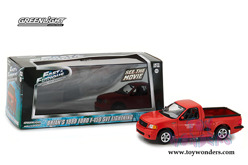 Greenlight Fast & Furious - Brian's Ford F-150 SVT Lightning Pickup Truck "The Fast and Furious 6" Movie (1999, 1/43 scale diecast model car, Red) 86235