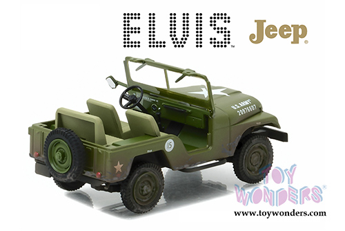 Greenlight Hollywood - US Army Jeep Willy's CJ-5 Elvis Presley (1963, 1/43 scale diecast model car, Green) 86311