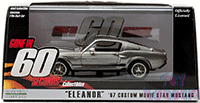 Show product details for Greenlight - Eleanor from "Gone in 60 Seconds" - Ford Mustang Hard Top (1967, 1/43 scale diecast model car, Gray w/ Black Stripes) 86411