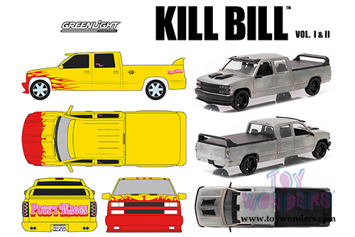 Greenlight Hollywood - Custom Crew Cab Pussy Wagon Pickup Truck - Kill Bill Vol. I & II (1997, 1/43 scale diecast model car,Yellow) 86481