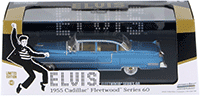Show product details for Greenlight Hollywood - Elvis Presley Cadillac Fleetwood Series 60 Hard Top (1955, 1/43 scale diecast model car, Blue) 86493