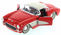 Show product details for Jada Toys Bigtime Muscle - Chevy Corvette Hard Top (1957, 1/24 scale diecast model car, Asstd.) 90937YU