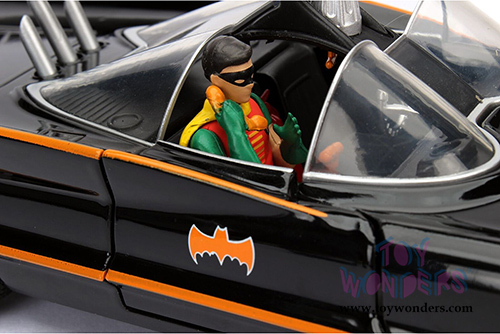 Jada Toys - Metals Die Cast | 1966 Classic TV Series Batmobile™ with Batman™ and Robin figures (1/24, diecast model car, Black) 98259