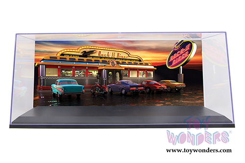 1/18 Scale Diecast Model Car Acrylic Display Case (with 3 background designs, Black) 9919BK