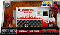 Show product details for Jada Toys - Metals Die Cast | Taco Truck with Deadpool™ figure (1/24, diecast model car, White/Red) 99730