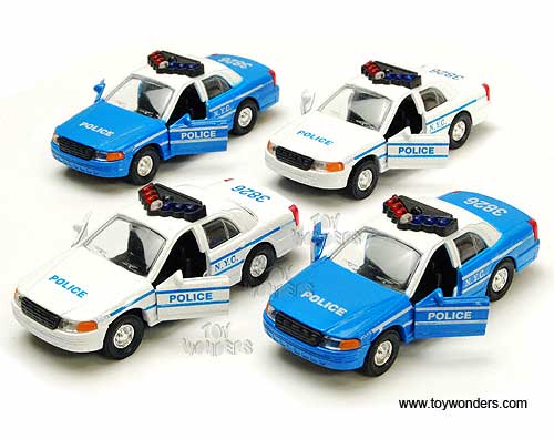 NYC Police Car Series (5" diecast model car, Blue & White) 9985/2D