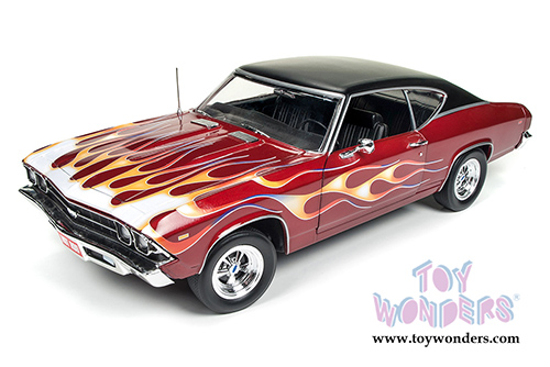 Auto World - Hot Rod Magazine | Chevy® Chevelle® SS™ 396 Hard Top (1969, 1/18 scale diecast model car, Rich Metallic Red/Black) AMM1108