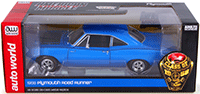 Show product details for Auto World - American Muscle | Plymouth Road Runner Hard Top Looney Tunes™ Class of '68 (1968, 1/18 scale diecast model car, Electric Blue) AMM1125