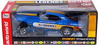 Show product details for Auto World Legends - Don Schumacher's 1972 Plymouth Cuda Stardust (Bobby Rowe) Funny Car (1972, 1/18 scale diecast model car, Blue w/ Yellow Stripes) AW1179