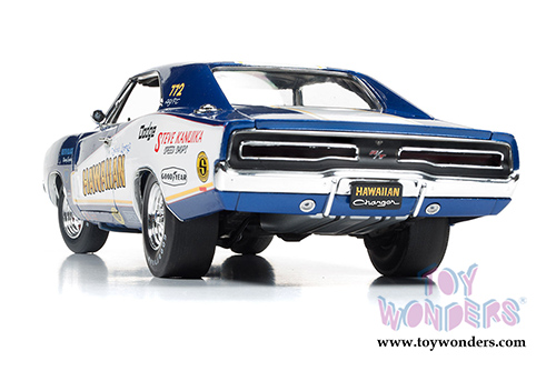 Auto World - Racing Dreams | Dodge Charger Hawaiian NHRA Funny Car (1969, 1/18 scale diecast model car, Blue w/ White stripes) AW231